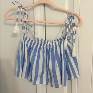 Blue and White Striped Women's Set